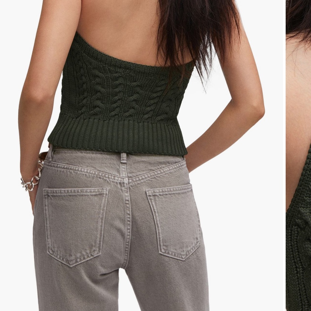 Mango Cable Knit Halter Sweater NWT